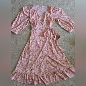Floral Only Wrap Dress with Puff Sleeves